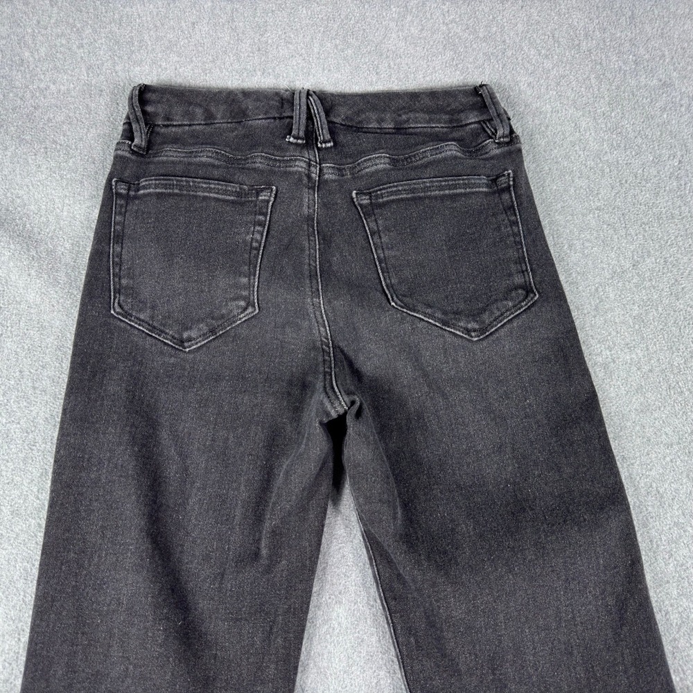 Good American Jeans Womens 6/28 Black High Rise Straight Leg Organic